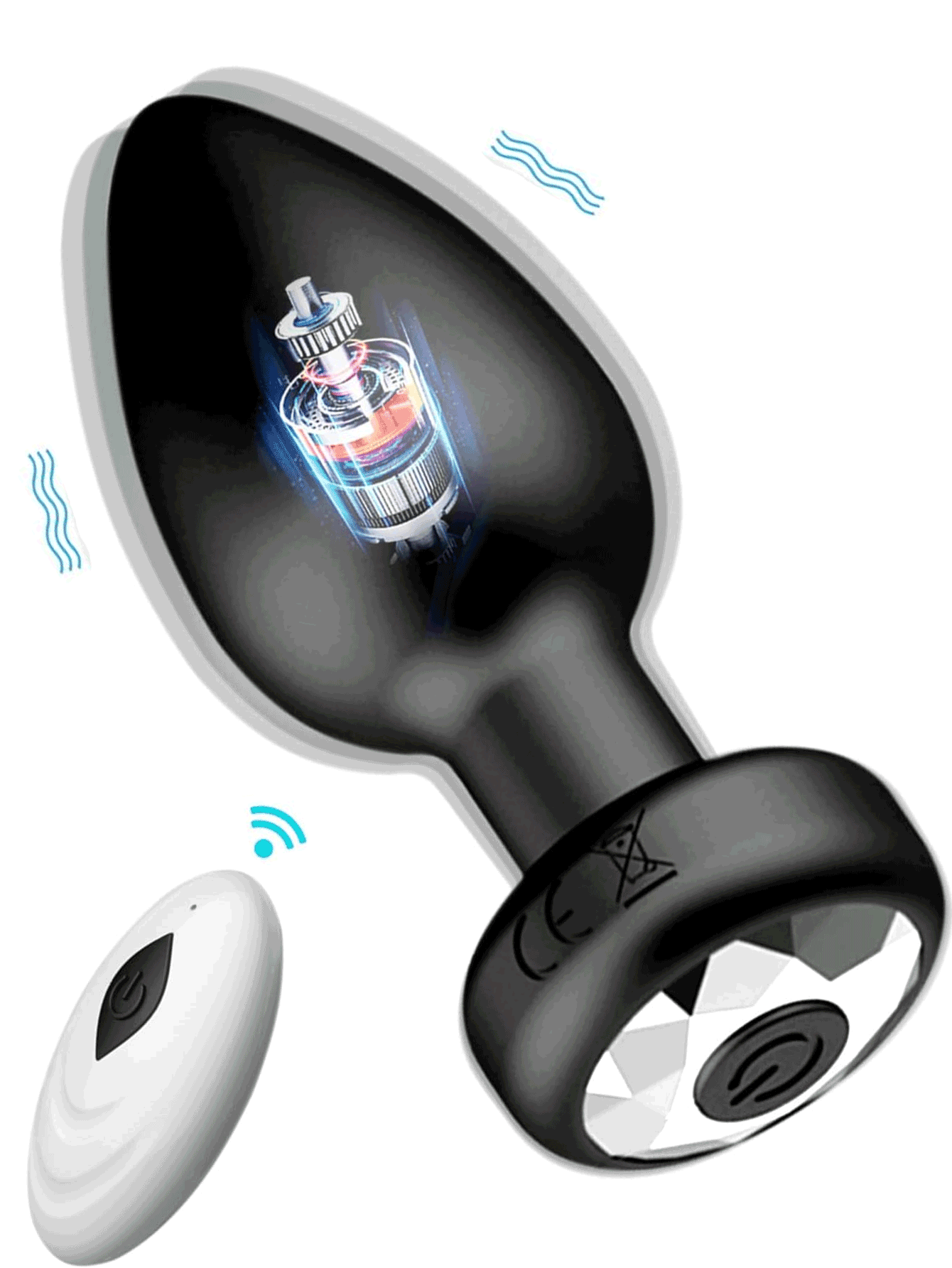 Plug Anal Vibratório de Silicone e Vidro com Controle