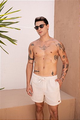 Short Creme em Linho Curto