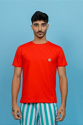 Camiseta Básica Algodão Vermelho Tomate