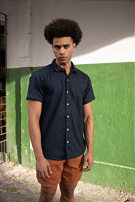 Camisa de Linho Azul Marinho