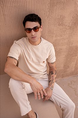 Camiseta Básica Cotton Bege