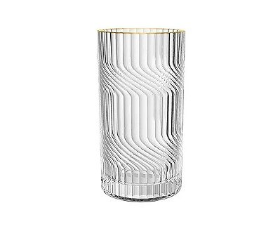 2 de Copos Alto 370ml e 3 copos baixos 340ml com Borda Dourada Okwui