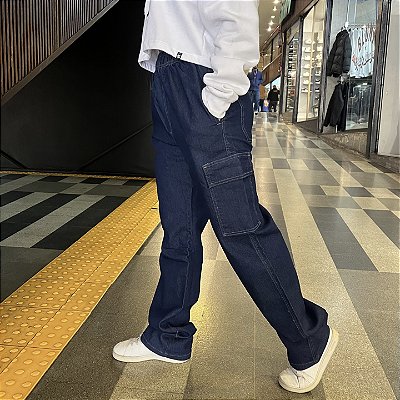 Calça Nipe Cargo Jeans Azul