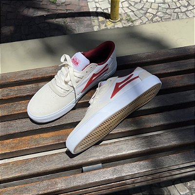 Tênis Lakai Manchester White Red Suede