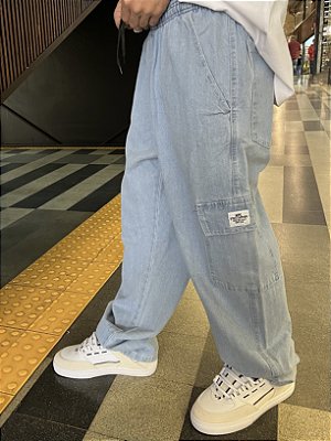 Calça Nipe Cargo Jeans Delave
