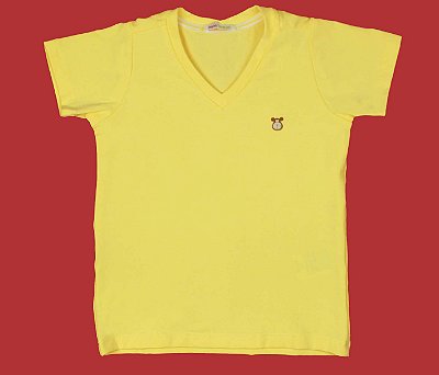 Camisa Gola V Cotton Amarelo Claro