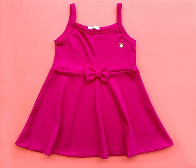 Vestido Evasê Infantil Malha Canelada rosa