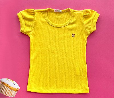 Blusa Infantil Malha Canelada cor amarela