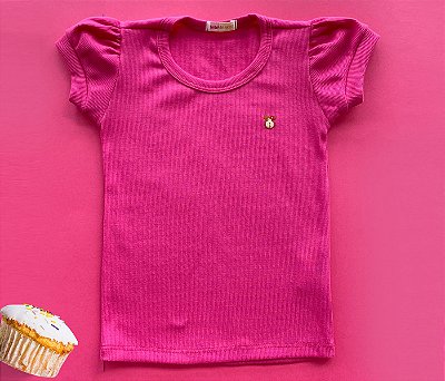 Blusa Infantil Malha Canelada cor Pink