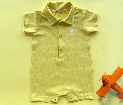 Francês Bebê Polo Malha Piquet Amarelo