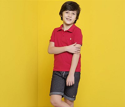 Camisa Gola Polo Infantil Cotton Cor Vermelha