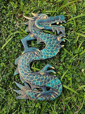 Dragão Shaolin Madeira Indonésia 30 cm