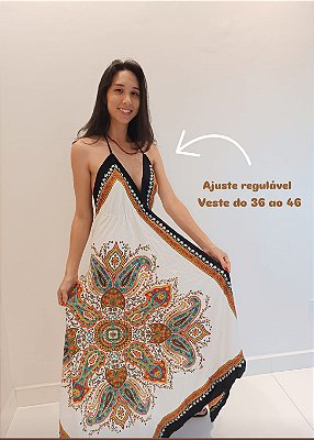 Vestido Indiano Costas Abertas Bico Regulável BRANCO Premium