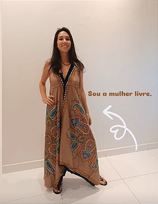 Vestido Indiano Costas Abertas Bico Regulável MARROM Premium