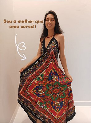 Vestido Indiano Costas Abertas Bico Regulável COLORIDO Premium