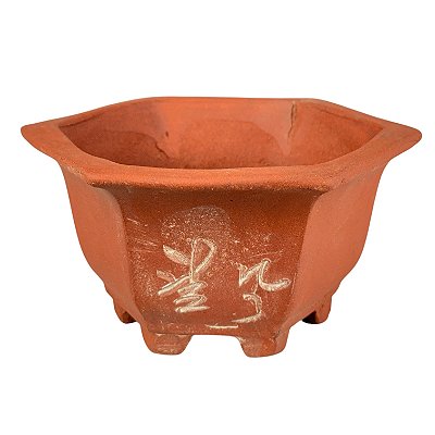 Vaso para Mame e Shohin Sextavado Importado Terracota Chinês 11,5 x 11,5 x 6,5 CM
