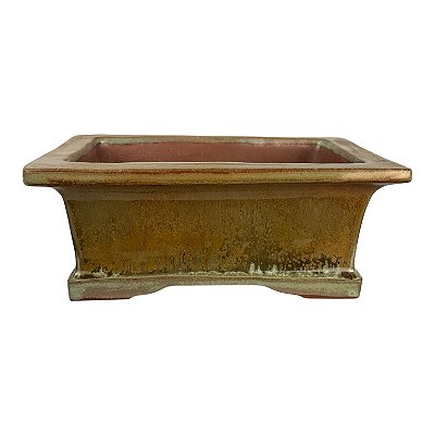Vaso de Bonsai Retangular Esmaltado Onodera 20,5 X 16 X 8,5 cm