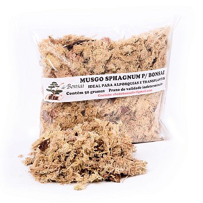 Musgo Sphagnum para Alporquias e Cobertura do Substrato do Bonsai 50 gramas