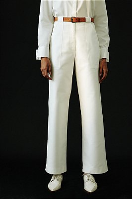calça bolso aplicado branca