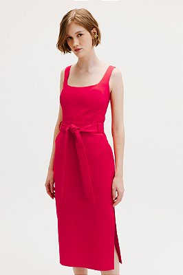 vestido de alfaiataria decote quadrado pink