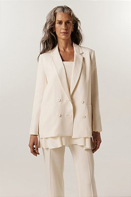 blazer de crepe reto com transpasse off white