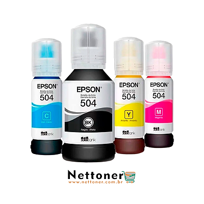 KIT 4 DE TINTAS ORIGINAL EPSON T504120/ T504220/ T504320/ T504420 (BK, CY, MG e YL)