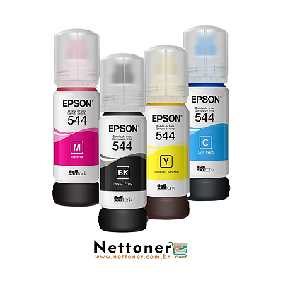 KIT 4 DE TINTAS ORIGINAL EPSON T544120/ T544220/ T544320/ T544420 (BK, CY, MG e YL)