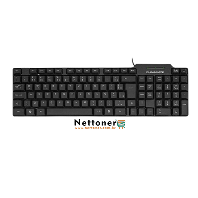 TECLADO OFFICE COM FIO CHINAMATE CM-21 | PRETO | ABNT2 | USB | CABO 1,4m | CM21