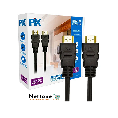 CABO HDMI 2.0 PIX | 4K SERIE PLUS | UTRA HD | 19P | 26AWG | 15M C/ FILTRO (003742)