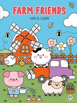 LIVRO DE COLORIR FARM FRIENDS – ANIMAIS DA FAZENDA PARA ADULTOS E CRIANÇAS – CAPA COMUM