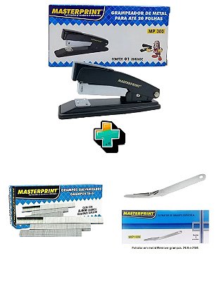 KIT GRAMPEADOR MP301 + CAIXA DE GRAMPOS 26/6 C/ 5.000 UND  + BRINDE EXTRATOR DE GRAMPO