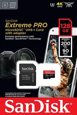 CARTAO DE MEMORIA 128GB SANDISK EXTREME PRO U3 V30 4K UHD SDSQXCD-128G-GN6MA SDSQXCD | 188528