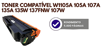 TONER P/ IMP HP 105A BLACK JUMBO 5K BLACK KENIUS | COM CHIP | 5K | 107A | W1105A