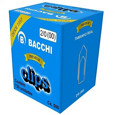 CLIPS N2/0 GALVANIZADO CX. C/720 UND. BACCHI PREMIUM NR 2/0 (610063)