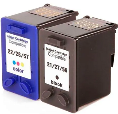 KIT COM 2 CARTUCHOS DE TINTA P/ IMP. HP 21/27/56XL BK E HP 22/28/57XL  MICROJET | HP 21XL | HP 22XL