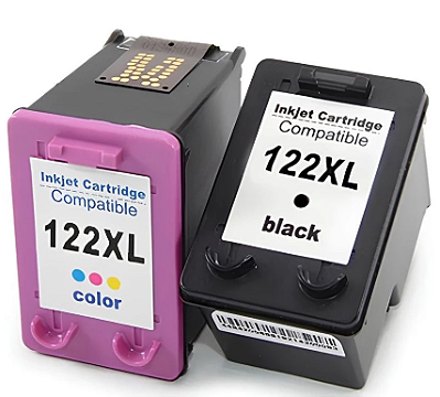 KIT COM 2 CARTUCHOS DE TINTA P/ IMP HP 122 - 122XL PRETO E COLORIDO MICROJET