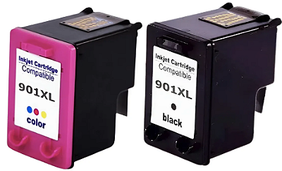 KIT COM 2 CARTUCHOS DE TINTA P/ IMP HP 901XL PRETO E COLORIDO MICROJET