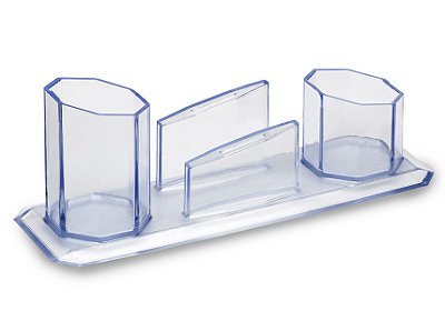 ORGANIZADOR DE MESA, PORTA CANETAS, CLIPS, LAPIS, LEMBRETES | CRISTAL TRIPLO – MAXCRIL