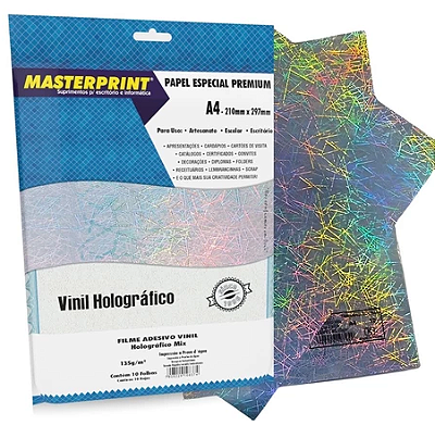 FILME ADESIVO VINIL A4 HOLOGRAFICO MIX 135g/m²