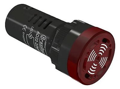 Sinalizador tipo Buzzer (Alarme/Sirene) Visual e Sonoro LED 22mm 70dB