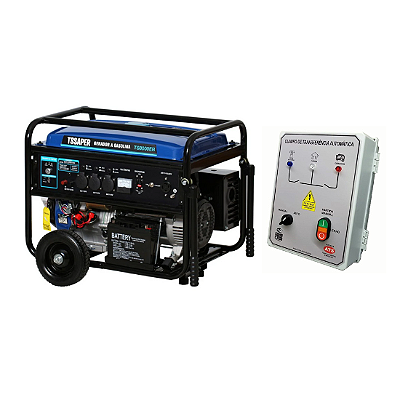 Gerador de Energia à Gasolina- TS8000EB- 6.5kVA- Tssaper - Monofásico + QTA de 32A (Automatizado)