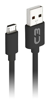 CABO MICRO USB 2 METROS 2A P/ CELULAR CARGA E DADOS C3PLUS CB-M20BK