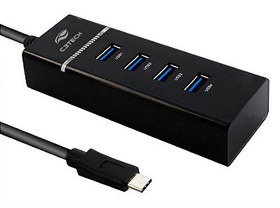 HUB USB TIPO C 3.0 4 PORTAS C3TECH HU-C300BK