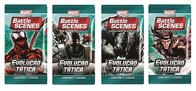 JOGO DE CARTAS MARVEL BATTLE SCENES EVOLUÇÃO TÁTICA 1 BOOSTER 7 CARTAS