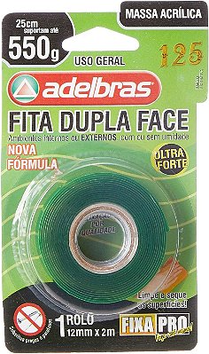 fita dupla face massa acrilica adelbras 2 metros