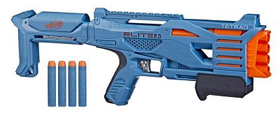 LANÇADOR DE DARDOS NERF ELITE 2.0 TETRAD QS-4 + 4 DARDOS