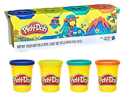 KIT MASSA MODELAR 4 POTES PLAY-DOH HASBRO E4867 448 GRAMAS