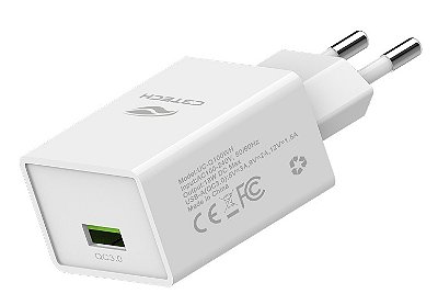 CARREGADOR USB COM SUPORTE A QUICK CHARGE 3.0 18W C3TECH UC-Q100WH BIVOLT