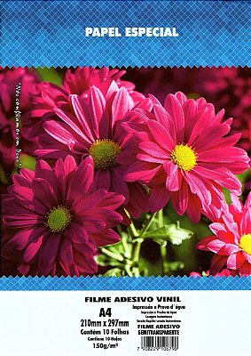 FILME ADESIVO VINIL SEMITRANSPARENTE MASTERPRINT A4 10 FOLHAS 150G