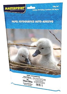 PAPEL FOTO GLOSSY ADESIVO 80G MASTERPRINT A4 50 FOLHAS